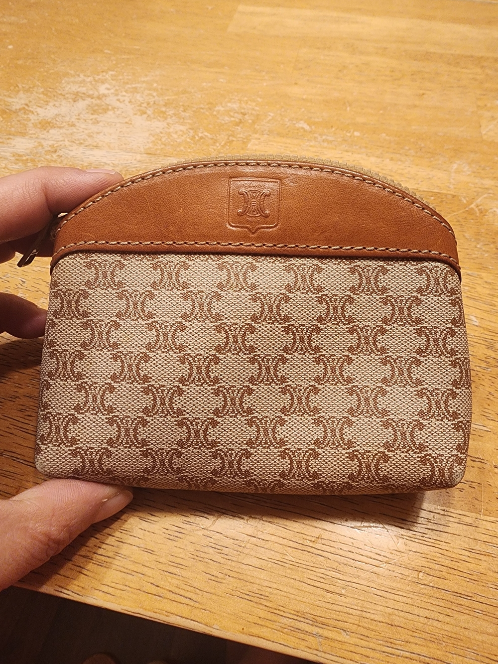 vintage Celine Macadam monogram coin purse or cosmetic pouch,